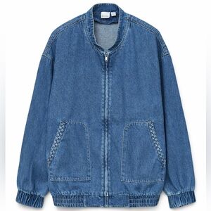 NWT Vero Moda Braid Over Bomber Denim Jacket- Med Blue Denim